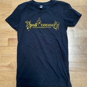American Apparel Bad Asana Yoga. Black Tee T Shirt S